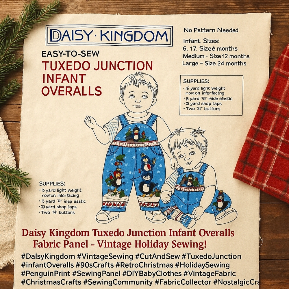 VTG Daisy Kingdom Tuxedo Junction Infant Overalls Fabric Panel – Vintage Holiday